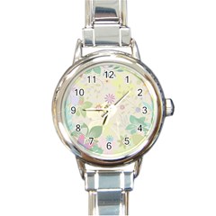 Flower Rainbow Star Floral Sexy Purple Green Yellow White Rose Round Italian Charm Watch by Mariart