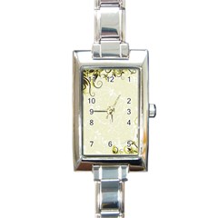 Flower Star Floral Green Camuflage Leaf Frame Rectangle Italian Charm Watch by Mariart