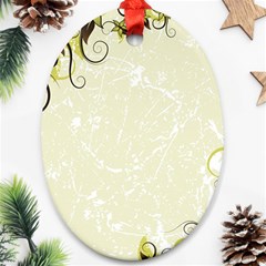 Flower Star Floral Green Camuflage Leaf Frame Oval Ornament (two Sides) by Mariart