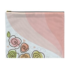 Flower Sunflower Wave Waves Pink Cosmetic Bag (xl) by Mariart