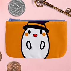 Halloween Ghost Orange Large Coin Purse by Mariart