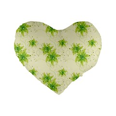 Leaf Green Star Beauty Standard 16  Premium Flano Heart Shape Cushions by Mariart