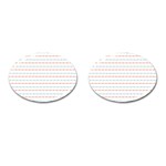 Line Polka Dots Blue Red Sexy Cufflinks (Oval) Front(Pair)