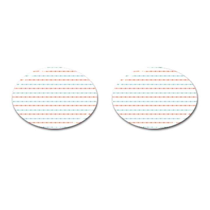 Line Polka Dots Blue Red Sexy Cufflinks (Oval)