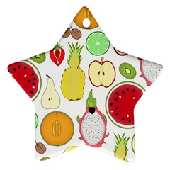 Mango Fruit Pieces Watermelon Dragon Passion Fruit Apple Strawberry Pineapple Melon Ornament (star) by Mariart