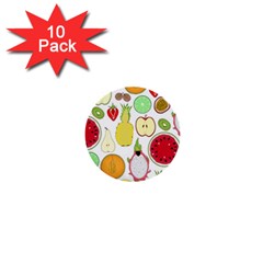 Mango Fruit Pieces Watermelon Dragon Passion Fruit Apple Strawberry Pineapple Melon 1  Mini Buttons (10 Pack)  by Mariart