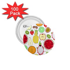 Mango Fruit Pieces Watermelon Dragon Passion Fruit Apple Strawberry Pineapple Melon 1 75  Buttons (100 Pack)  by Mariart