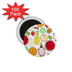 Mango Fruit Pieces Watermelon Dragon Passion Fruit Apple Strawberry Pineapple Melon 1 75  Magnets (100 Pack)  by Mariart