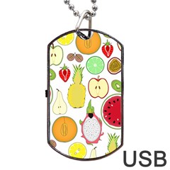 Mango Fruit Pieces Watermelon Dragon Passion Fruit Apple Strawberry Pineapple Melon Dog Tag Usb Flash (one Side) by Mariart