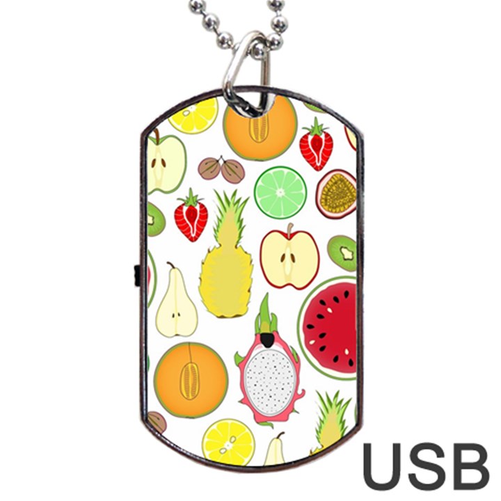 Mango Fruit Pieces Watermelon Dragon Passion Fruit Apple Strawberry Pineapple Melon Dog Tag USB Flash (One Side)