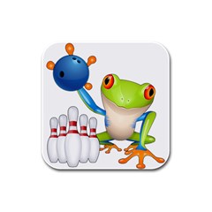 Tree Frog Bowler Rubber Square Coaster (4 Pack)  by crcustomgifts