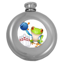 Tree Frog Bowler Round Hip Flask (5 Oz) by crcustomgifts