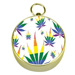 Marijuana Cannabis Rainbow Love Green Yellow Red White Leaf Gold Compasses by Mariart