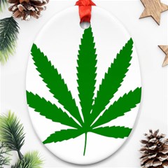 Marijuana Weed Drugs Neon Cannabis Green Leaf Sign Oval Ornament (two Sides) by Mariart