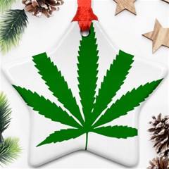 Marijuana Weed Drugs Neon Cannabis Green Leaf Sign Star Ornament (two Sides) by Mariart