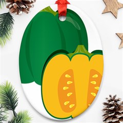 Pumpkin Peppers Green Yellow Oval Ornament (two Sides) by Mariart