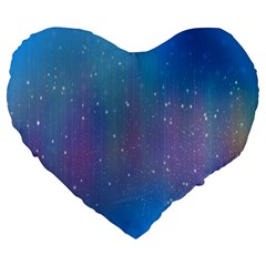 Rain Star Planet Galaxy Blue Sky Purple Blue Large 19  Premium Heart Shape Cushions by Mariart