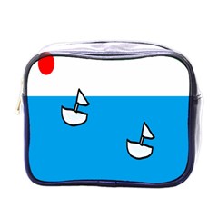 Ship Sea Beack Sun Blue Sky White Water Mini Toiletries Bags by Mariart