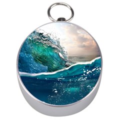 Sea Wave Waves Beach Water Blue Sky Silver Compasses by Mariart