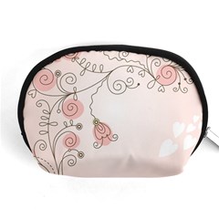 Simple Flower Polka Dots Pink Accessory Pouches (medium)  by Mariart