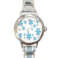 Star Flower Blue Round Italian Charm Watch by Mariart