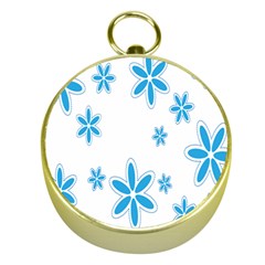 Star Flower Blue Gold Compasses by Mariart