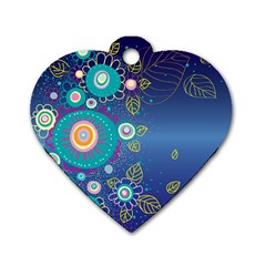 Flower Blue Floral Sunflower Star Polka Dots Sexy Dog Tag Heart (two Sides) by Mariart