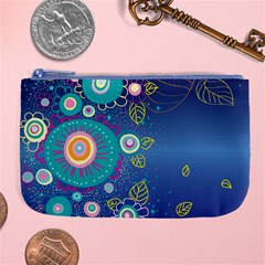 Flower Blue Floral Sunflower Star Polka Dots Sexy Large Coin Purse by Mariart