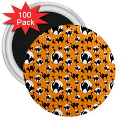 Pattern Halloween Black Cat Hissing 3  Magnets (100 Pack) by iCreate