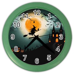 Halloween Landscape Color Wall Clocks by Valentinaart