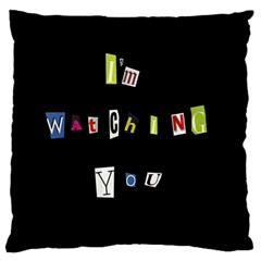 I Am Watching You Large Flano Cushion Case (two Sides) by Valentinaart