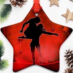 Dancing Couple On Red Background With Flowers And Hearts Ornament (star) by FantasyWorld7