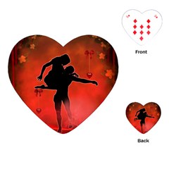 Dancing Couple On Red Background With Flowers And Hearts Playing Cards (heart)  by FantasyWorld7