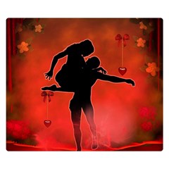 Dancing Couple On Red Background With Flowers And Hearts Double Sided Flano Blanket (small)  by FantasyWorld7