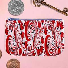 Red Flower Floral Leaf Large Coin Purse by Mariart