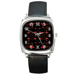 Roses From The Fantasy Garden Square Metal Watch by pepitasart