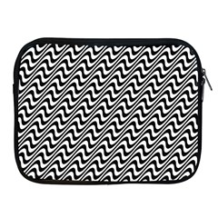 Black And White Waves Illusion Pattern Apple Ipad 2/3/4 Zipper Cases by paulaoliveiradesign