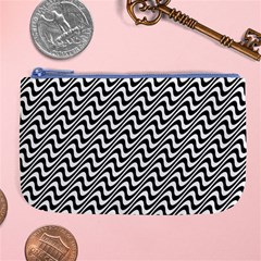 Black And White Waves Illusion Pattern Large Coin Purse by paulaoliveiradesign