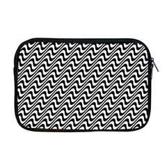 Black And White Waves Illusion Pattern Apple Macbook Pro 17  Zipper Case by paulaoliveiradesign