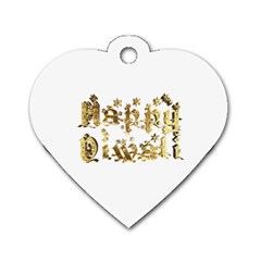 Happy Diwali Gold Golden Stars Star Festival Of Lights Deepavali Typography Dog Tag Heart (two Sides) by yoursparklingshop