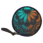 Beautiful Teal and Orange Paisley Fractal Feathers Classic 20-CD Wallets Front