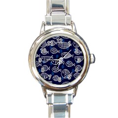 Love Fish Seaworld Swim Blue White Sea Water Cartoons Round Italian Charm Watch by Mariart