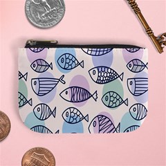 Love Fish Seaworld Swim Blue White Sea Water Cartoons Rainbow Polka Dots Mini Coin Purses by Mariart