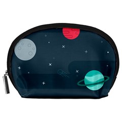 Space Pelanet Galaxy Comet Star Sky Blue Accessory Pouches (large)  by Mariart