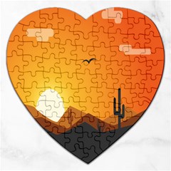 Sunset Natural Sky Jigsaw Puzzle (heart) by Mariart