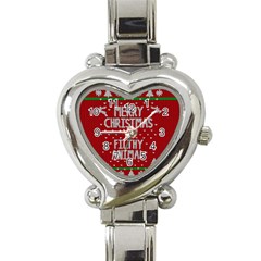 Ugly Christmas Sweater Heart Italian Charm Watch by Valentinaart