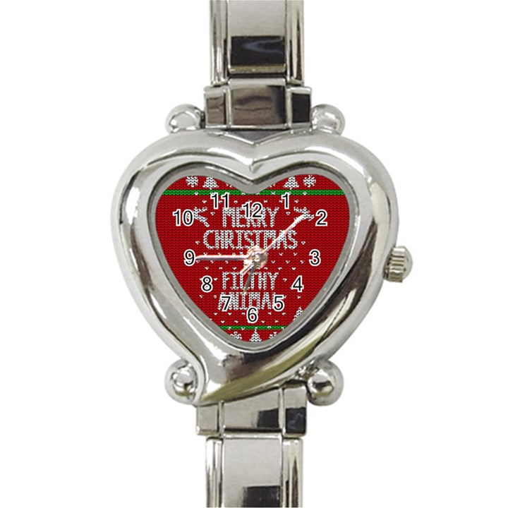 Ugly Christmas Sweater Heart Italian Charm Watch