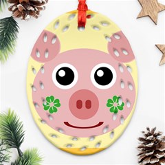 Luck Lucky Pig Pig Lucky Charm Ornament (oval Filigree) by Celenk