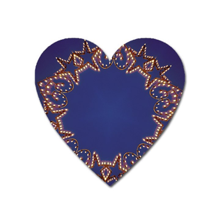 Blue Gold Look Stars Christmas Wreath Heart Magnet