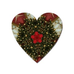 Christmas Wreath Stars Green Red Elegant Heart Magnet by yoursparklingshop